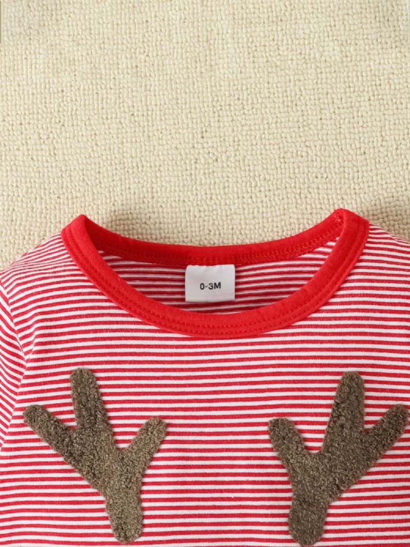 Newborn Christmas Elk Print Langærmet Jumpsuit