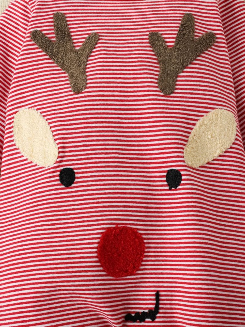 Newborn Christmas Elk Print Langærmet Jumpsuit