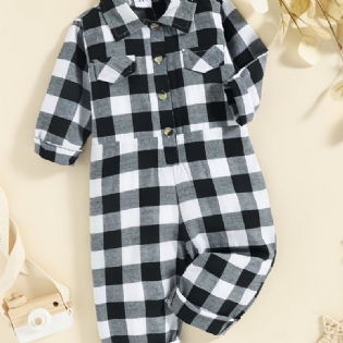 Ny Efterår Og Vinter Plaid Afslappet Jumpsuit Til Drenge Og Piger