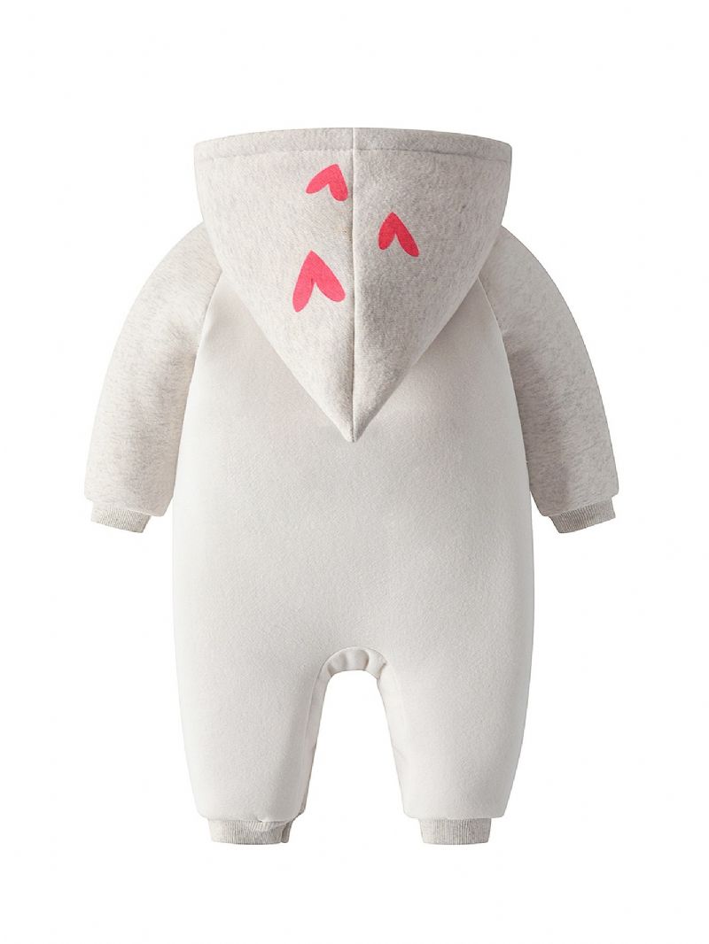 Ny Efterår Vinter Drenge Og Piger Baby Alfabet Print Langærmet Fleece Tyk Jumpsuit
