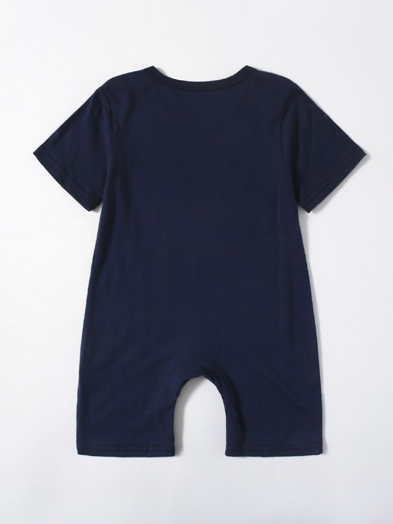 Nyfødt Baby Jumpsuit Tegneserie Bomuld Kortærmet Spædbarn Dreng Pige Tøj