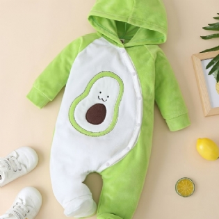 Nyfødt Spædbarn Avocado Print Hættedragt Langærmet Jumpsuit Til Baby Drenge Piger Småbørn Tøj