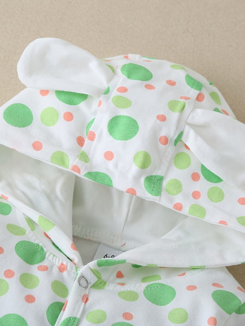 Nyfødt Spædbarn Dyreører Hættetrøje Polka Dot Print Langærmet Jumpsuit Til Baby Drenge Piger Småbørnstøj