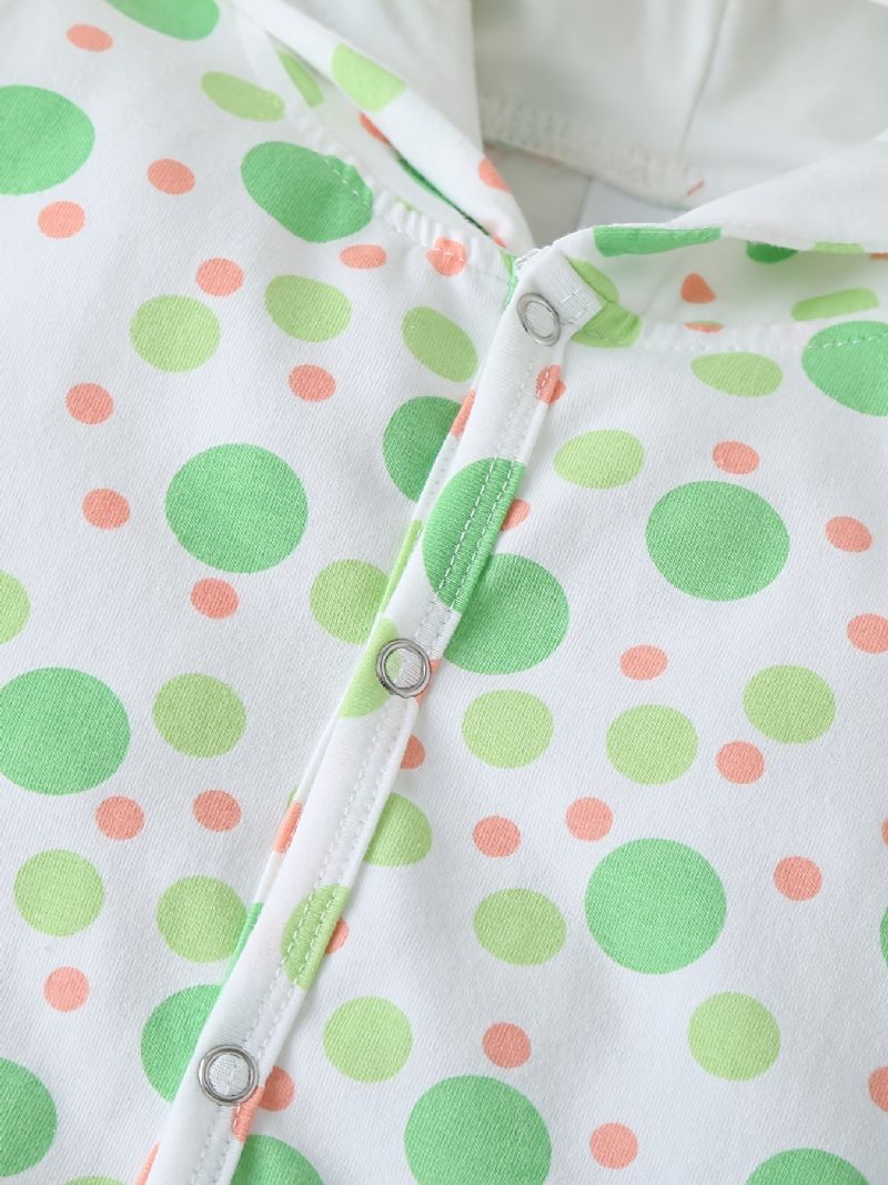 Nyfødt Spædbarn Dyreører Hættetrøje Polka Dot Print Langærmet Jumpsuit Til Baby Drenge Piger Småbørnstøj