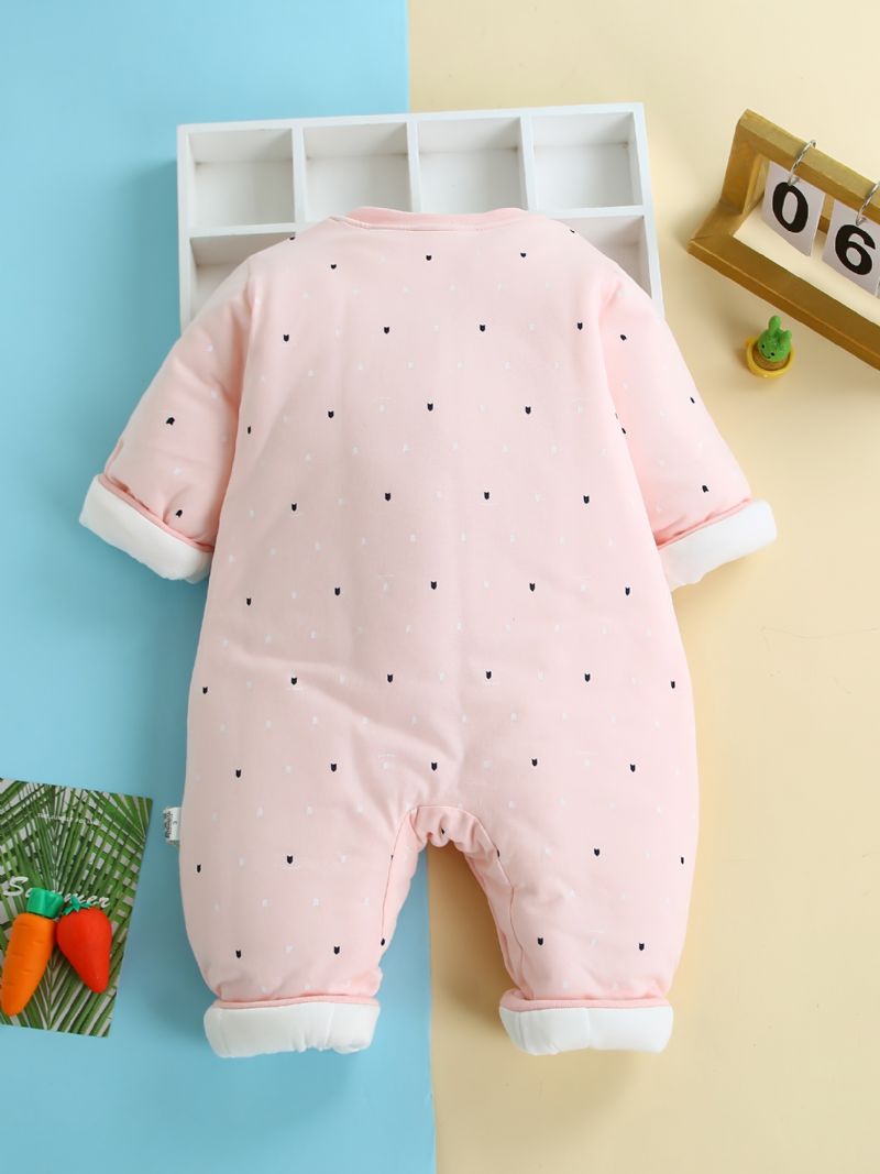 Nyfødt Spædbarn Fortykket Varm Rulledragt Tegneserie Sky Lappet Rundhals Jumpsuit Vinter Til Baby Drenge Piger Børn Tøj