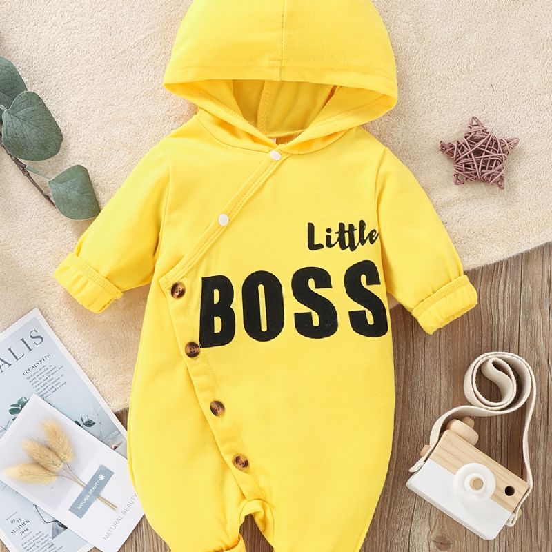 Nyfødt Spædbarn Hættetrøje Med Brevtryk Langærmet Jumpsuit Til Baby Drenge Piger Børnetøj