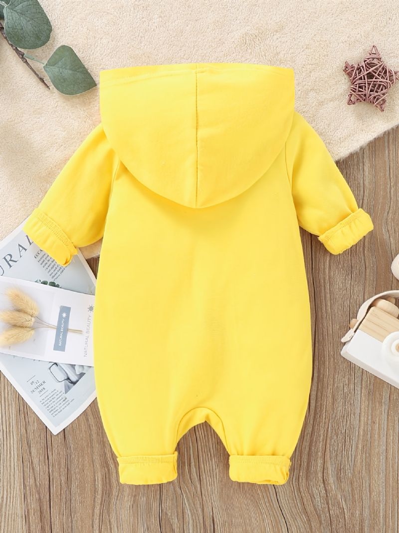 Nyfødt Spædbarn Hættetrøje Med Brevtryk Langærmet Jumpsuit Til Baby Drenge Piger Børnetøj