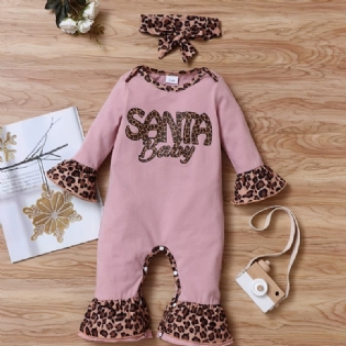 Nyfødt Spædbarn Leopard Splejsningsbukser Langærmet Flæser Jumpsuit Til Småbørn Baby Drenge Piger Tøj