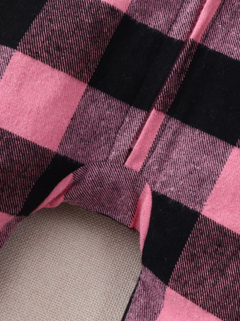 Nyfødt Spædbarn Plaid Hættetrøje Langærmet Hjertelappet Jumpsuit Til Babypiger Småbørnstøj