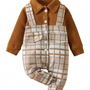 Nyfødt Spædbarn Plaid Romper Patchwork Langærmet Jumpsuit Til Småbørn Baby Drenge Piger Børn Tøj