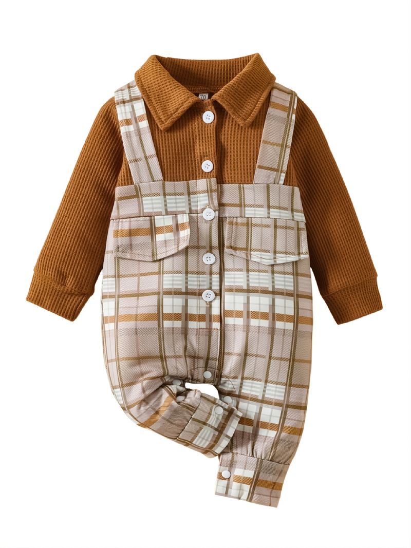 Nyfødt Spædbarn Plaid Romper Patchwork Langærmet Jumpsuit Til Småbørn Baby Drenge Piger Børn Tøj