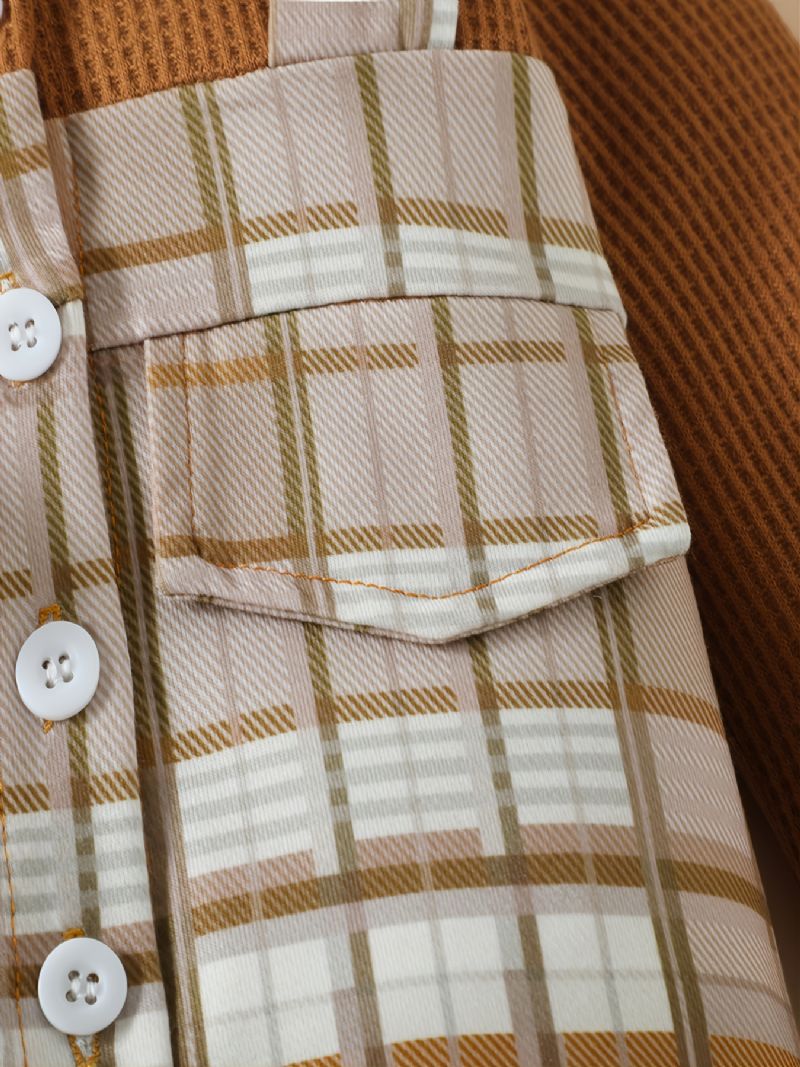 Nyfødt Spædbarn Plaid Romper Patchwork Langærmet Jumpsuit Til Småbørn Baby Drenge Piger Børn Tøj