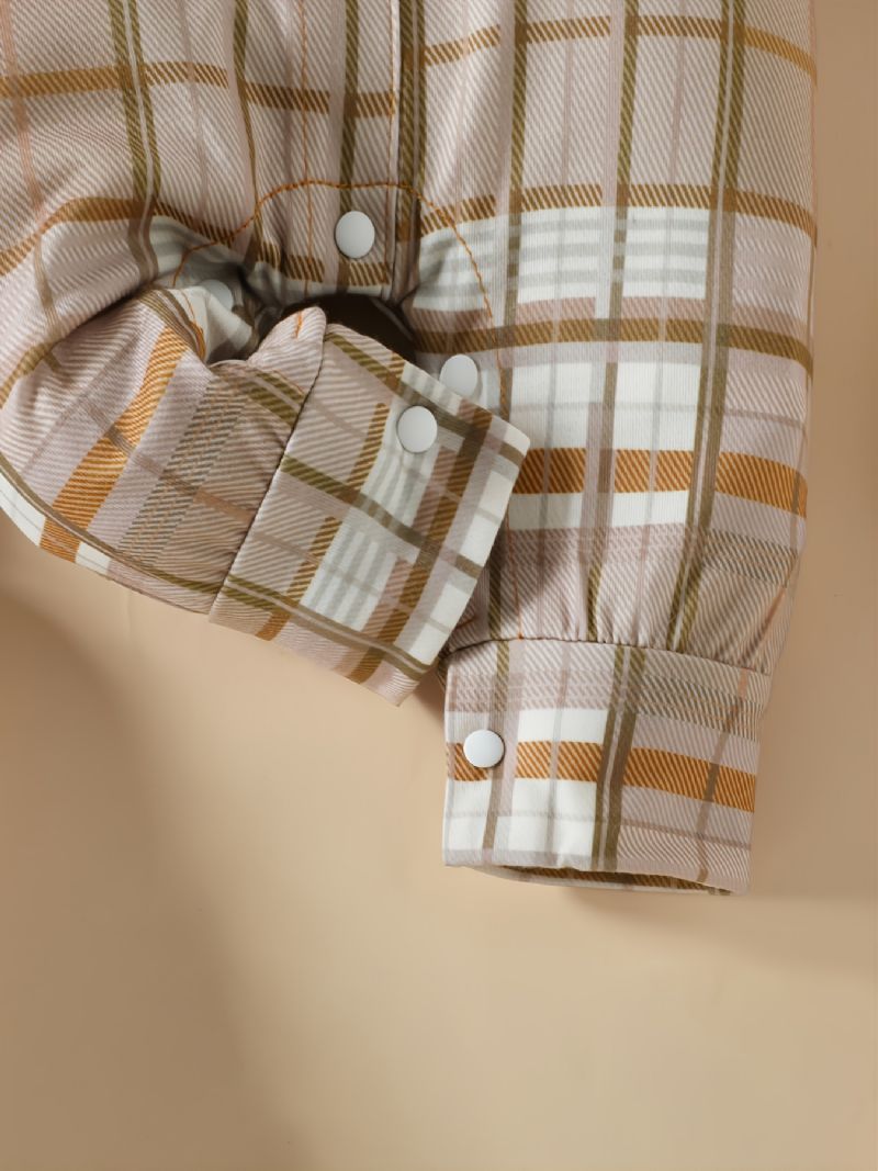 Nyfødt Spædbarn Plaid Romper Patchwork Langærmet Jumpsuit Til Småbørn Baby Drenge Piger Børn Tøj