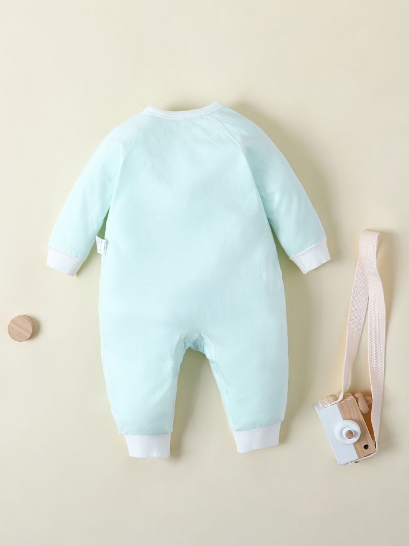 Nyfødt Spædbarn Romper Tegneserie Giraftryk Langærmet Rundhals Jumpsuit Til Baby Drenge Piger Børn Tøj