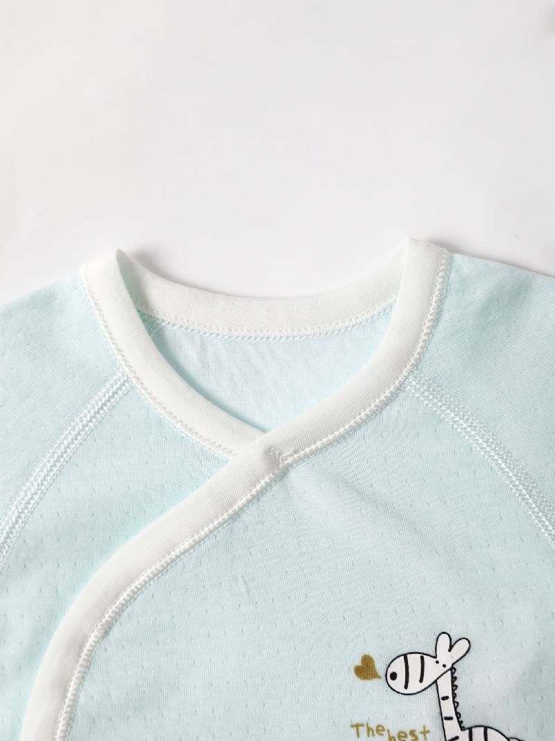 Nyfødt Spædbarn Romper Tegneserie Giraftryk Langærmet Rundhals Jumpsuit Til Baby Drenge Piger Børn Tøj