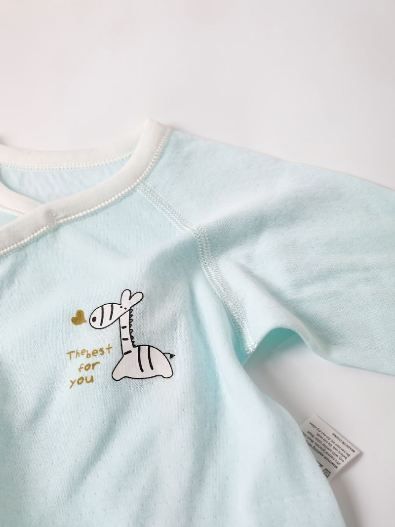Nyfødt Spædbarn Romper Tegneserie Giraftryk Langærmet Rundhals Jumpsuit Til Baby Drenge Piger Børn Tøj