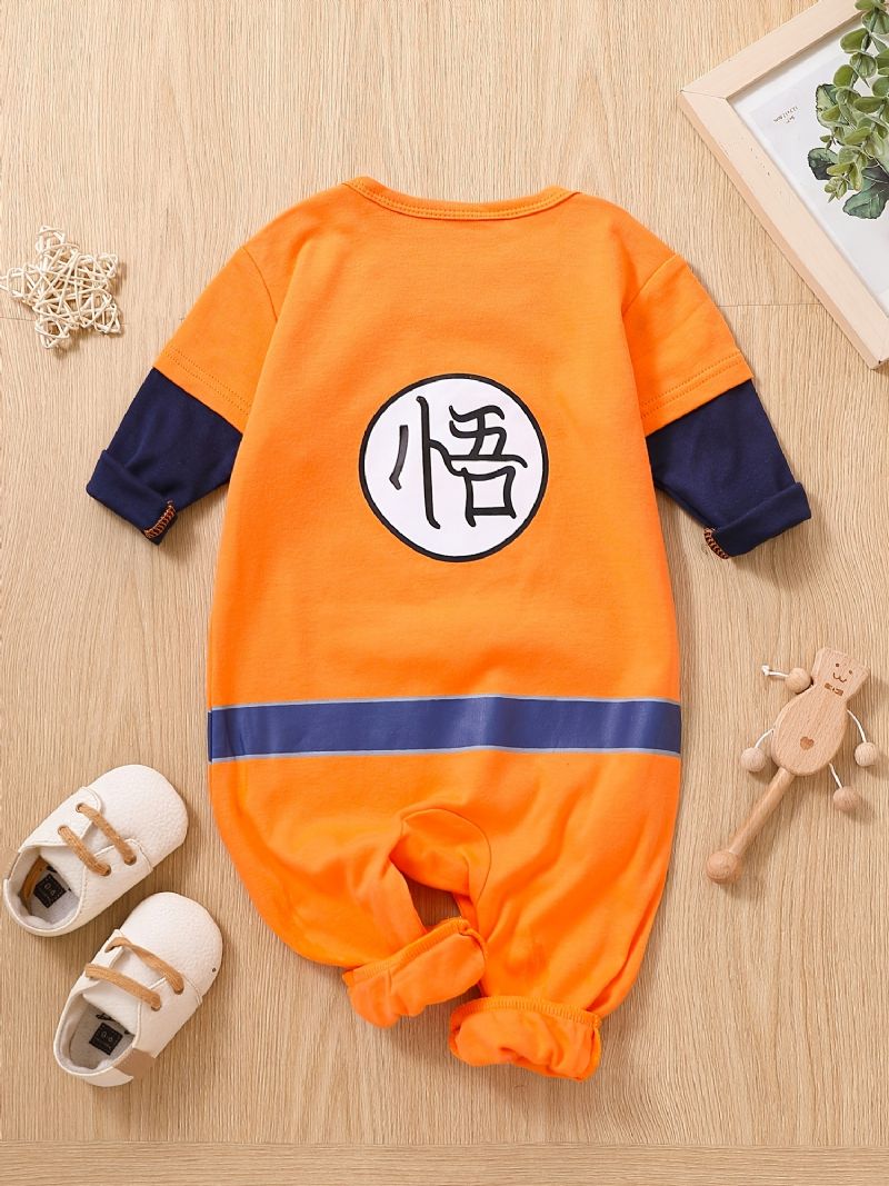 Nyfødt Spædbarn Splejsningsbukser Langærmet Jumpsuit Med Rund Hals Til Baby Drenge Børnetøj