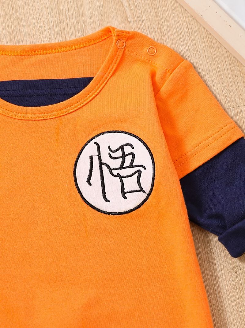 Nyfødt Spædbarn Splejsningsbukser Langærmet Jumpsuit Med Rund Hals Til Baby Drenge Børnetøj