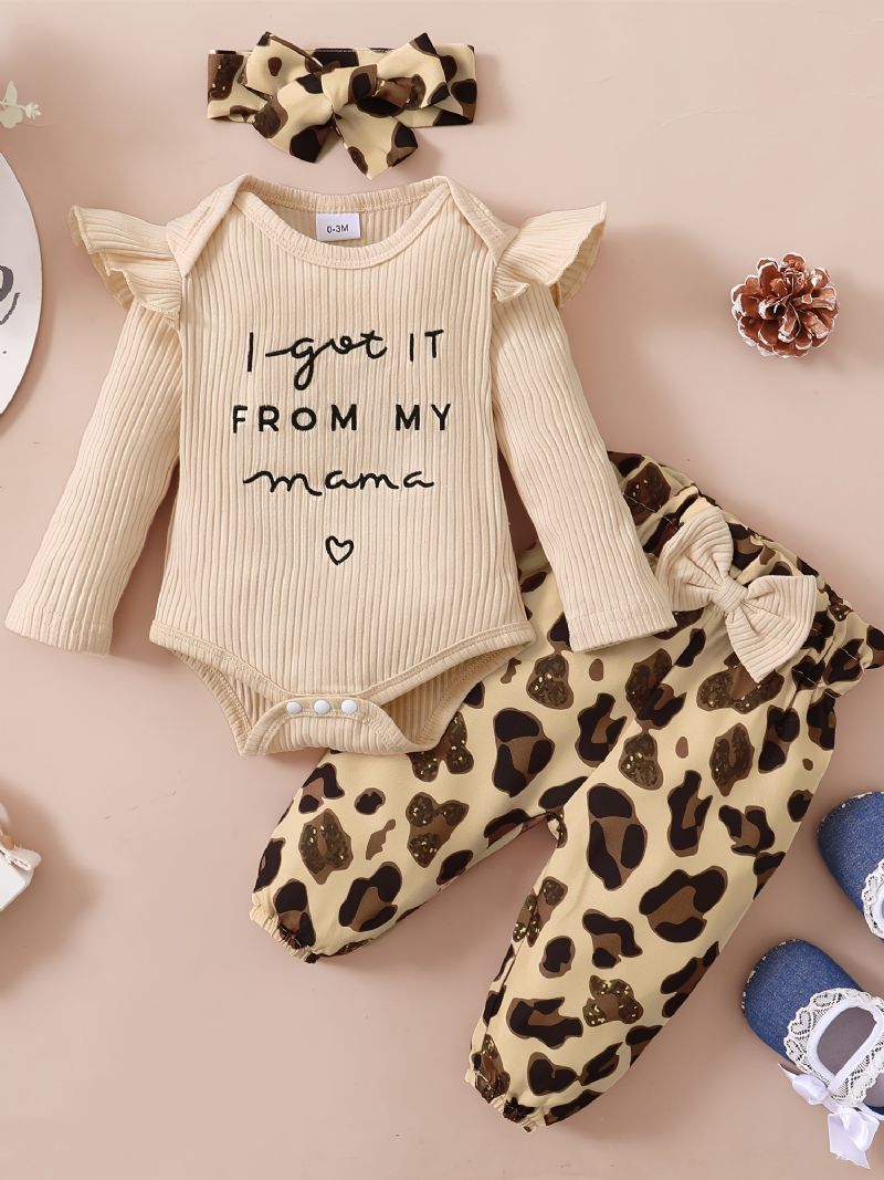 Nyfødte Babypiger Langærmede Buksebukser Med Pandebånd Sæt Bodysuit Onesie Jumpsuit Babytøj