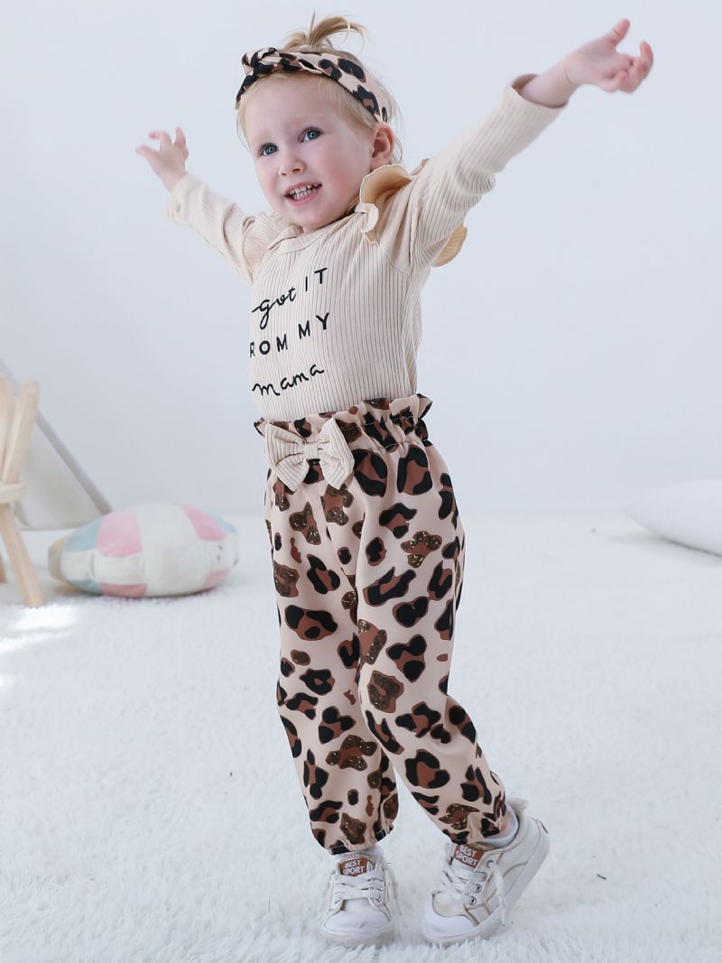 Nyfødte Babypiger Langærmede Buksebukser Med Pandebånd Sæt Bodysuit Onesie Jumpsuit Babytøj