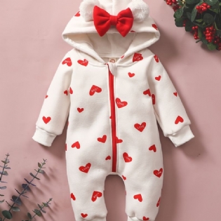 Nyfødte Babypiger Snedragt Jordbær Jumpsuit Med Hætte Til Vinter Babytøj