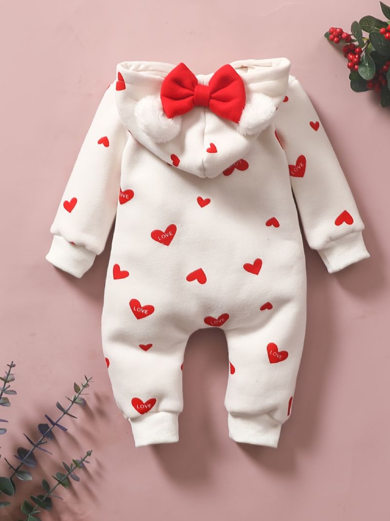 Nyfødte Babypiger Snedragt Jordbær Jumpsuit Med Hætte Til Vinter Babytøj
