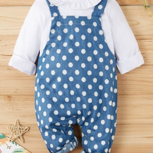 Pige Polka Dot Denim Baby Jumpsuit