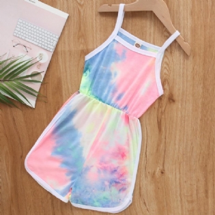 Piger Casual Tie Dye Print Suspender Jumpsuit