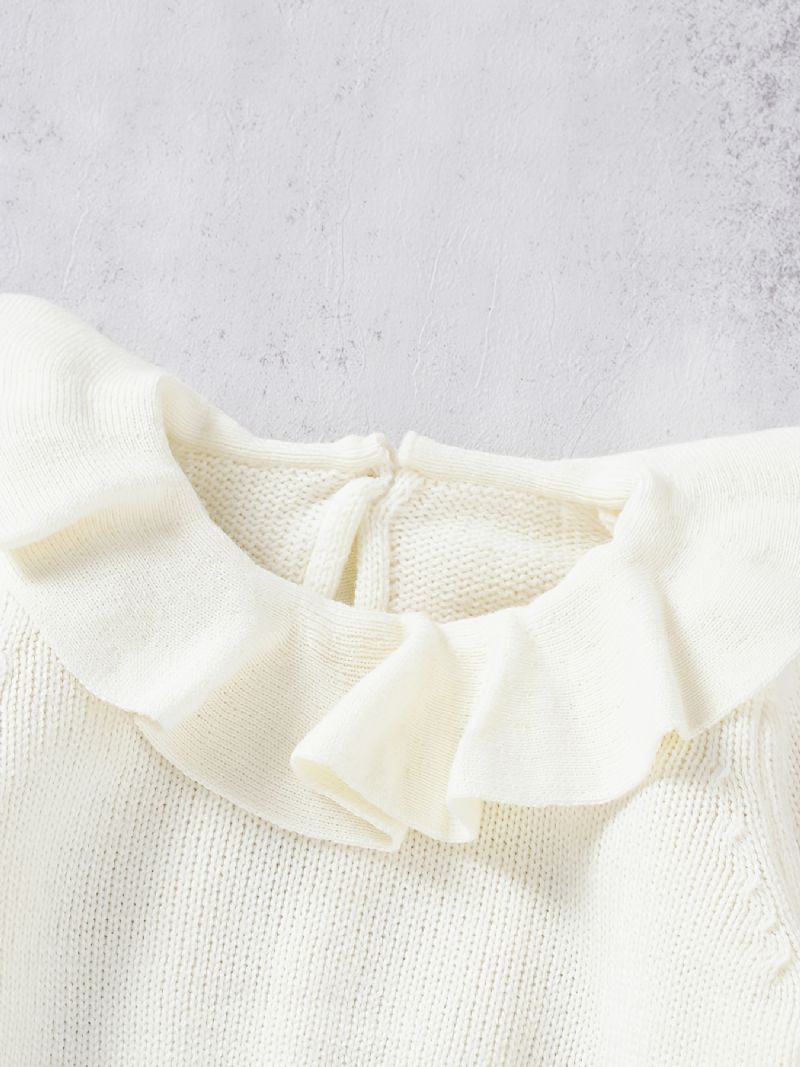 Piger Flæsekrave Langærmet Stribet Romper Jumpsuit Babytøj Til Vinter