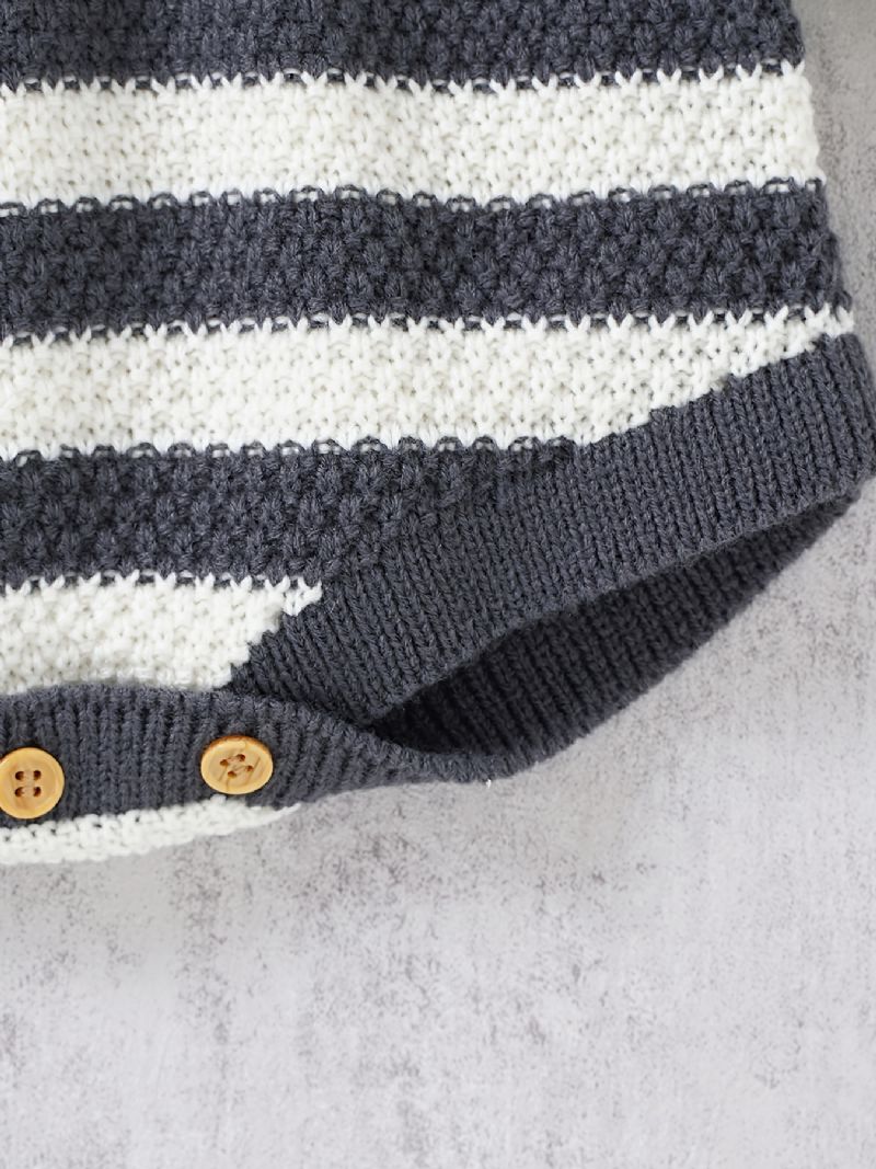 Piger Flæsekrave Langærmet Stribet Romper Jumpsuit Babytøj Til Vinter