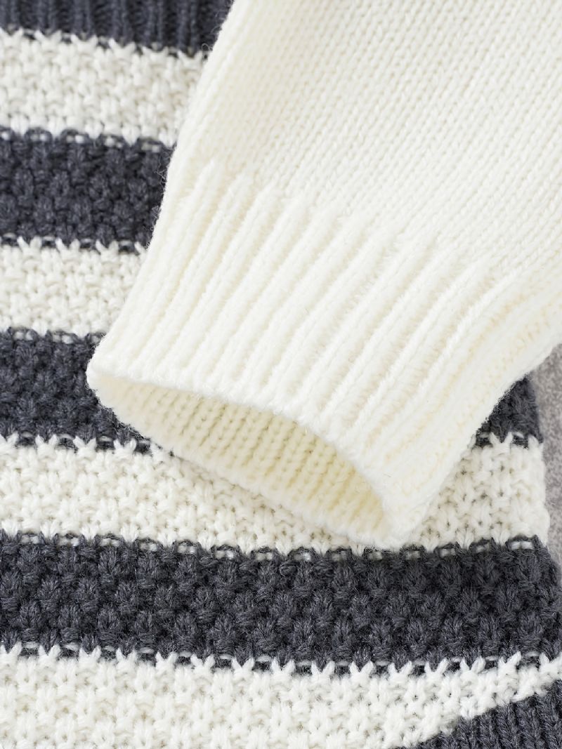 Piger Flæsekrave Langærmet Stribet Romper Jumpsuit Babytøj Til Vinter