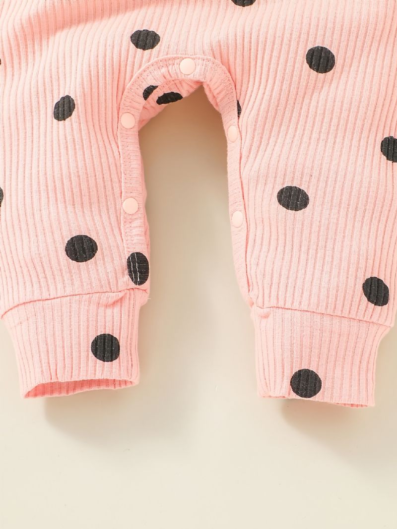Piger Polka Dot Flæse Skulder Langærmet Romper Jumpsuit Babytøj