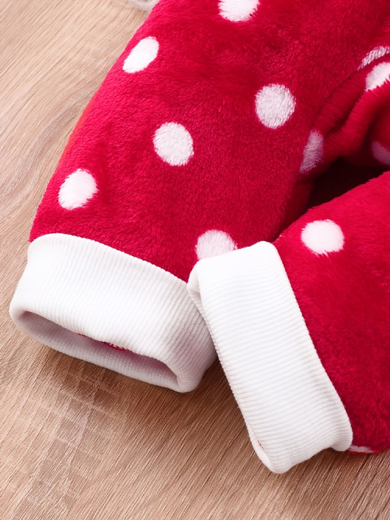 Piger Polka Dots Jumpsuit Med Hætte Babytøj Romper Med Hjorteører Jul Til Vinter