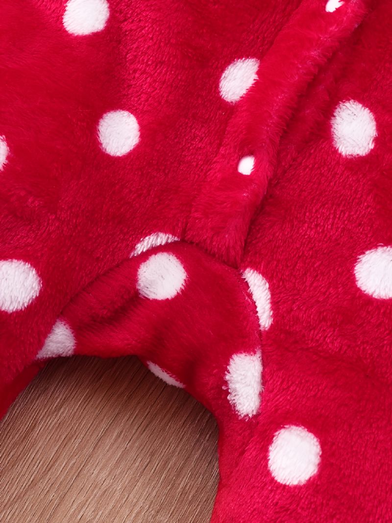 Piger Polka Dots Jumpsuit Med Hætte Babytøj Romper Med Hjorteører Jul Til Vinter