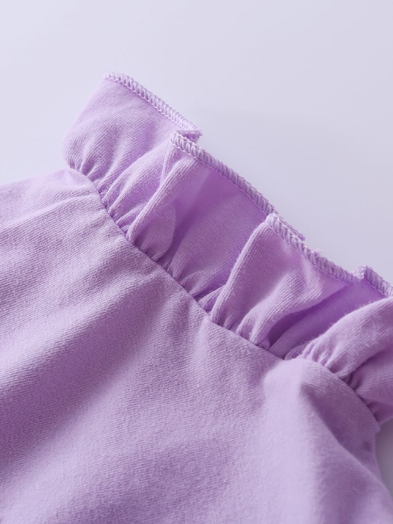Regnbueprint Til Piger Langærmet Jumpsuit + Ensfarvet Flæse-shorts Sæt Babytøj Til Forår Efterår