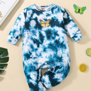 Småbørn Drenge Og Piger Langærmede Tie Dye Butterfly Print Jumpsuit Romper Til Vinter