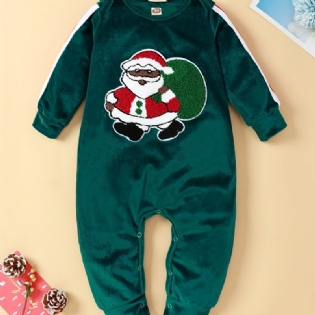 Småbørn Spædbørn Julebukser Rund Hals Julemandsbroderi Jumpsuit Til Baby Drenge Piger Børn Tøj