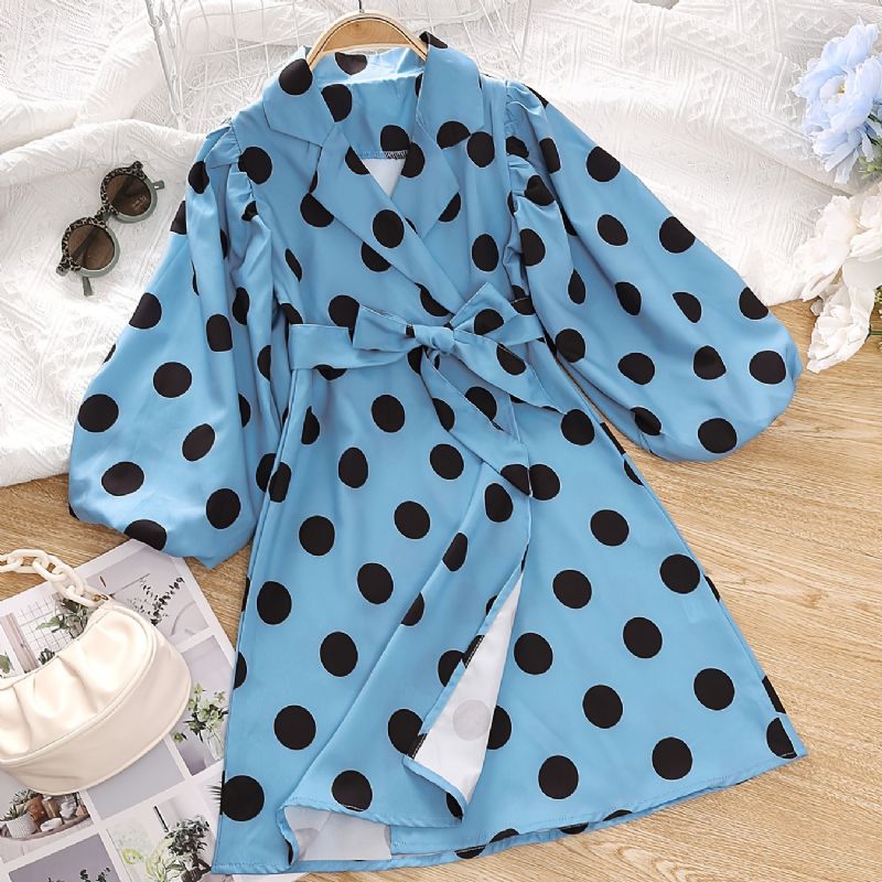 Småbørnspiger Solid Polka Dots Pufærmet Jumpsuit Med Krave
