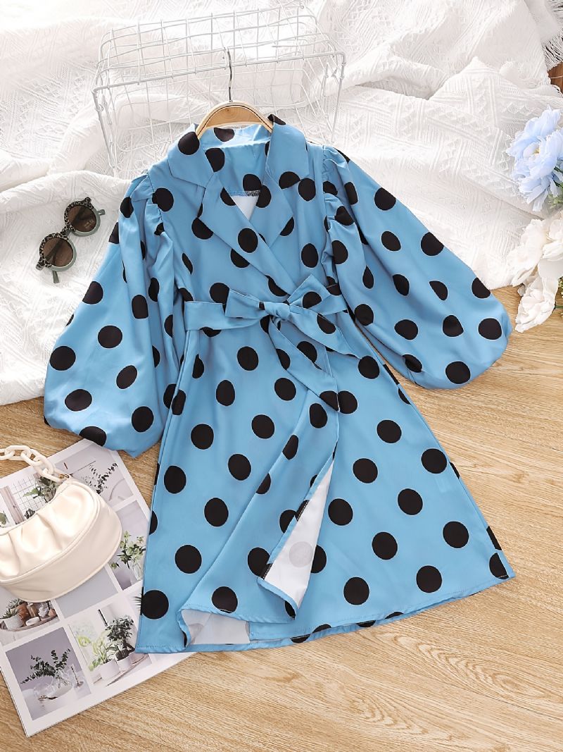 Småbørnspiger Solid Polka Dots Pufærmet Jumpsuit Med Krave