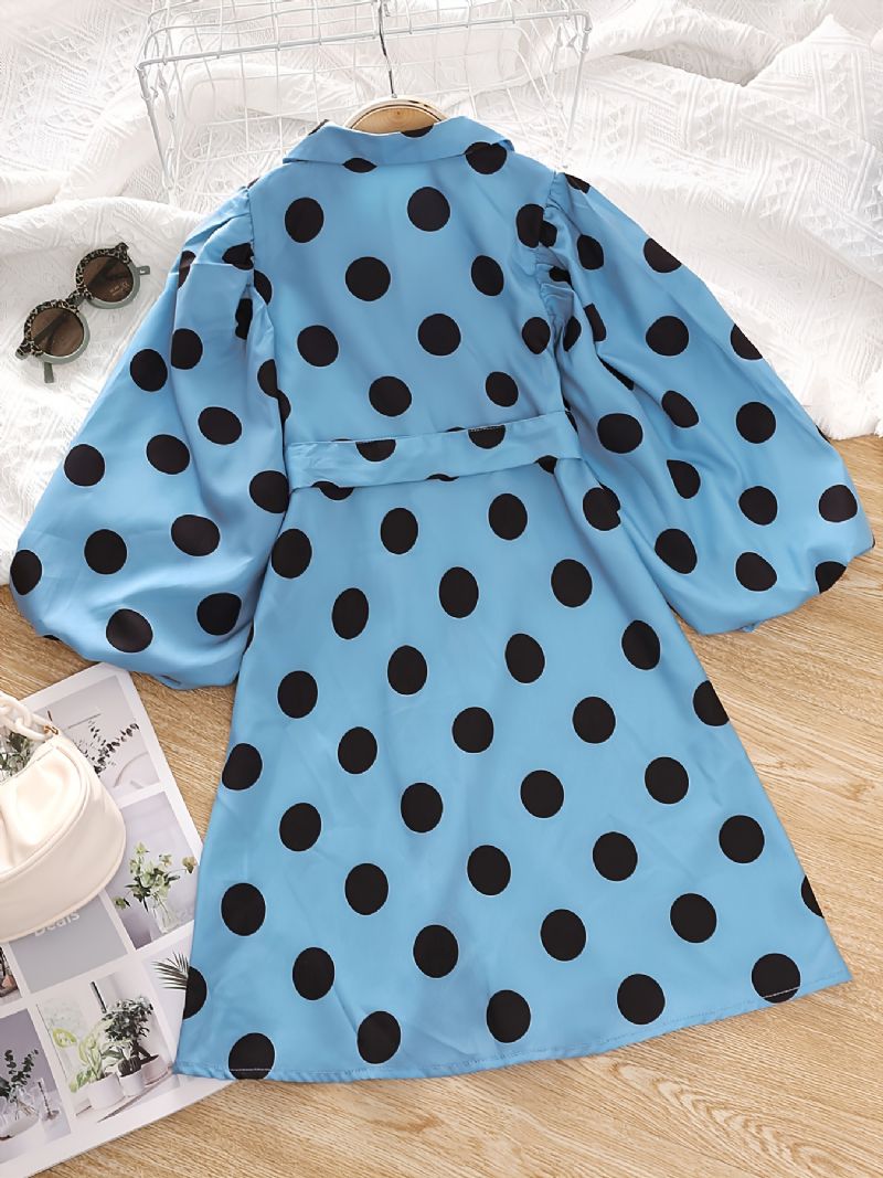 Småbørnspiger Solid Polka Dots Pufærmet Jumpsuit Med Krave