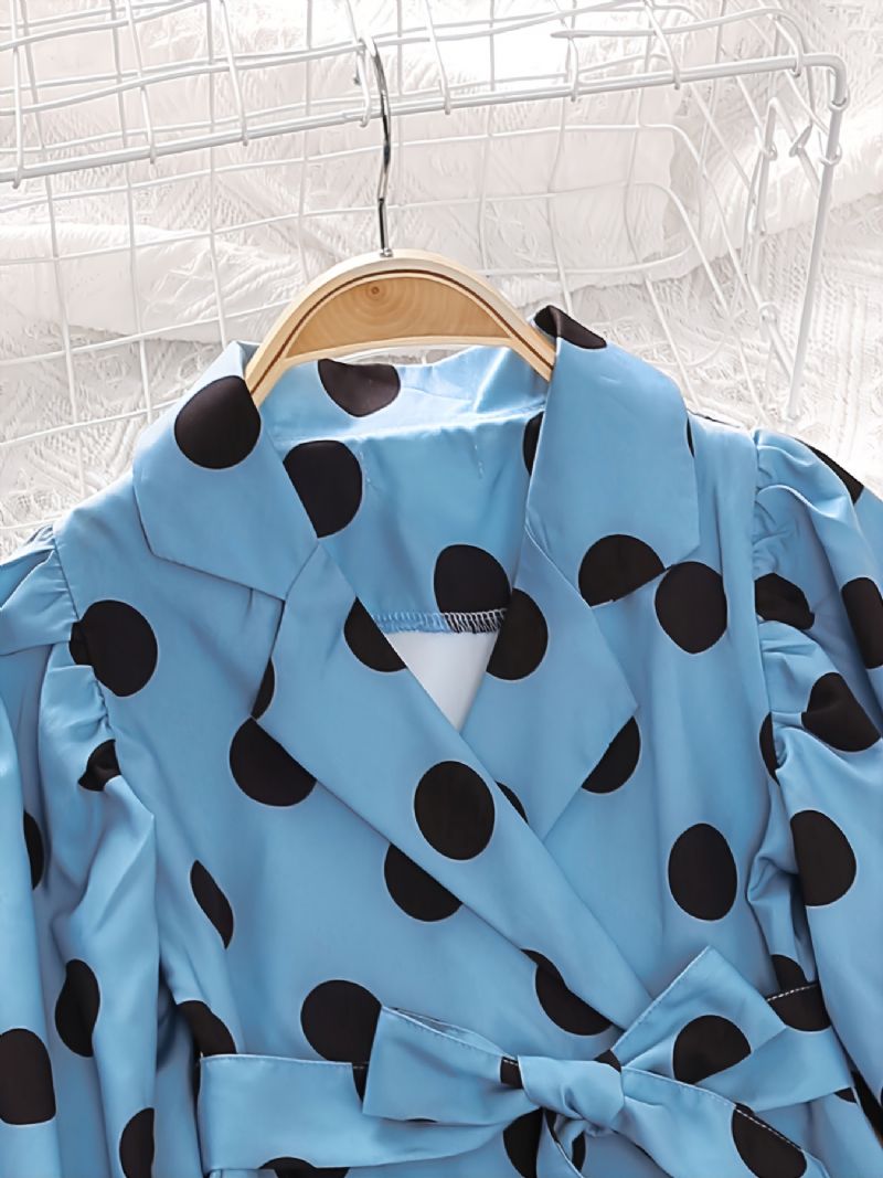 Småbørnspiger Solid Polka Dots Pufærmet Jumpsuit Med Krave