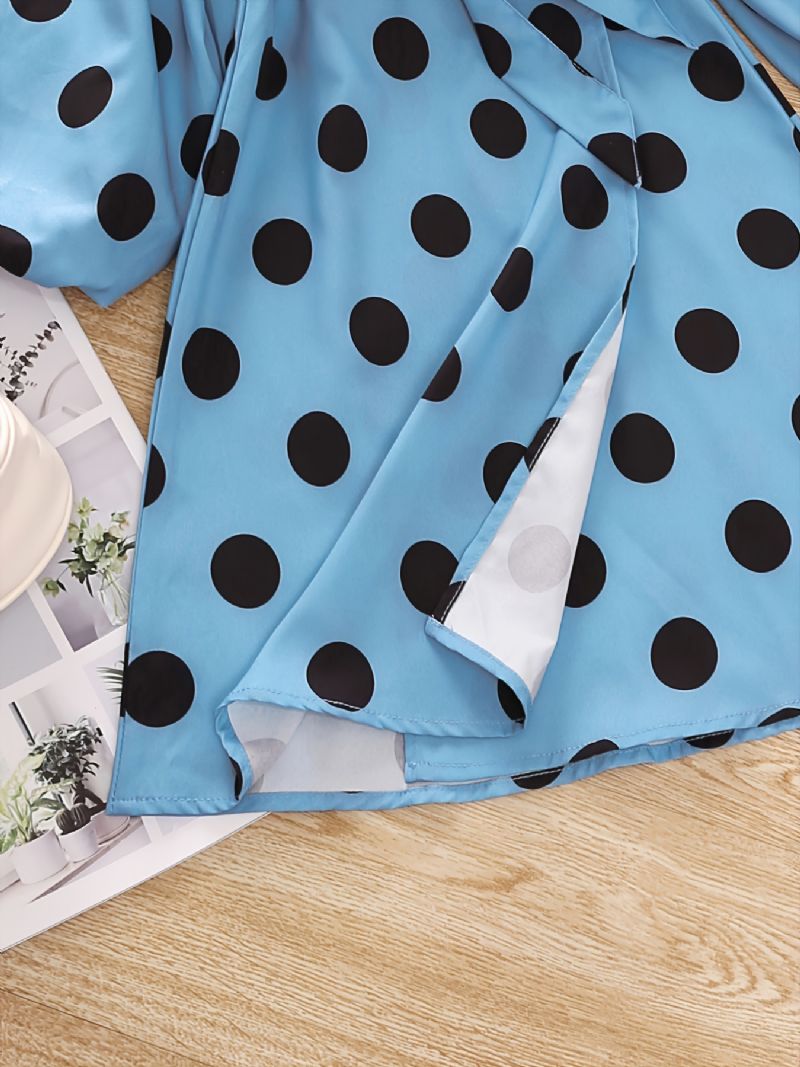 Småbørnspiger Solid Polka Dots Pufærmet Jumpsuit Med Krave