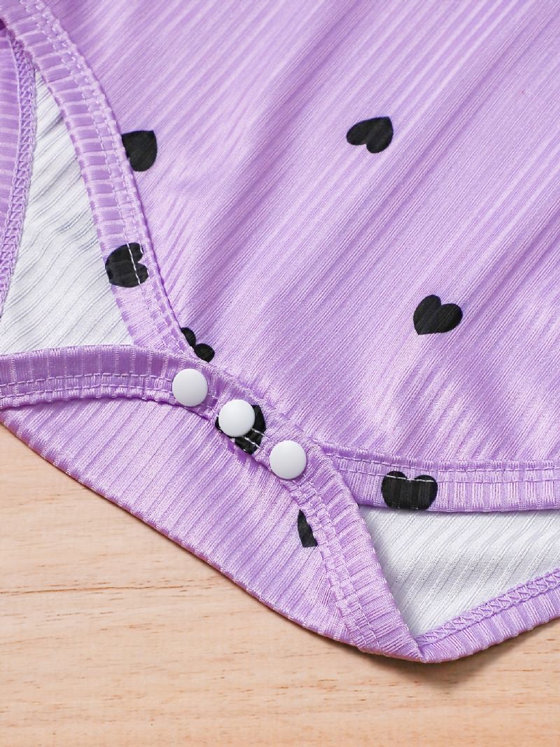Spædbarn Romper Hjerte Print Cami Top Jumpsuit Sommer Til Baby Piger Småbørn Tøj