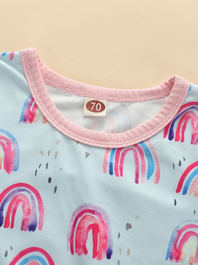 Spædbarnssplejsningsbukser Langærmet Regnbueprint Jumpsuit Til Babypiger Småbørnstøj