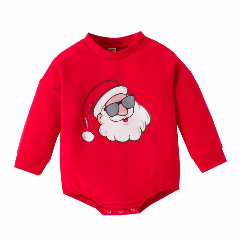 Spædbørn Drenge Piger Langærmet Romper Med Julemand Gnomes Mønster Til Jul Bodysuit Onesie Jumpsuit Babytøj Vinter