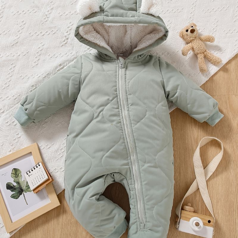 Spædbørns Hættetrøje Langærmet Lynlås Fleece Varm Jumpsuit Vinter Til Baby Drenge Piger Børn Tøj