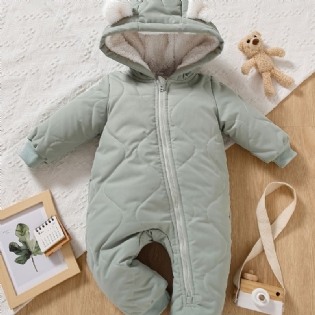 Spædbørns Hættetrøje Langærmet Lynlås Fleece Varm Jumpsuit Vinter Til Baby Drenge Piger Børn Tøj