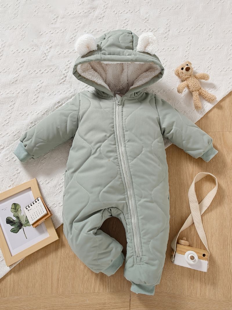Spædbørns Hættetrøje Langærmet Lynlås Fleece Varm Jumpsuit Vinter Til Baby Drenge Piger Børn Tøj
