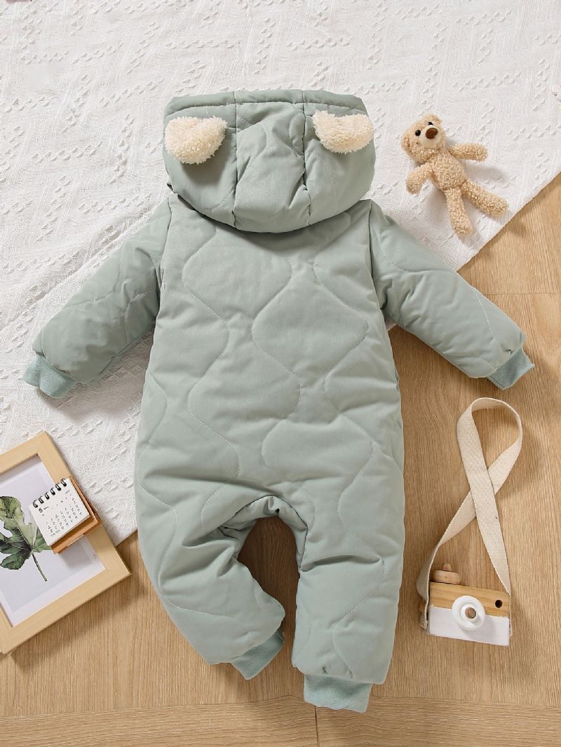 Spædbørns Hættetrøje Langærmet Lynlås Fleece Varm Jumpsuit Vinter Til Baby Drenge Piger Børn Tøj