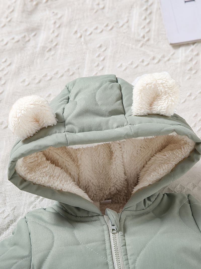 Spædbørns Hættetrøje Langærmet Lynlås Fleece Varm Jumpsuit Vinter Til Baby Drenge Piger Børn Tøj